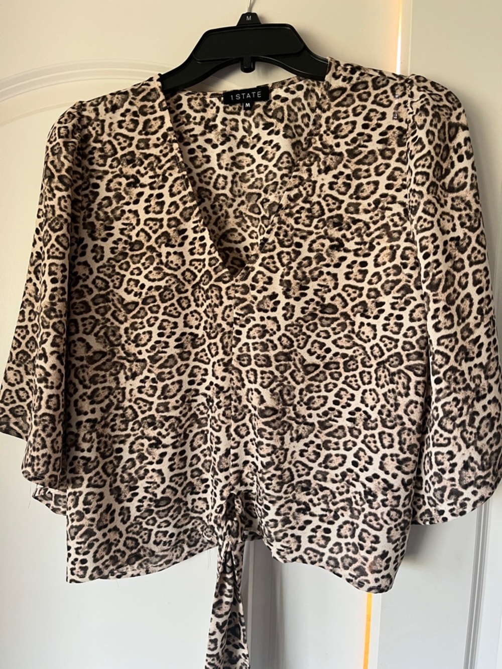 1. State Leopard Print Tie-Front Blouse - Cream & Brown